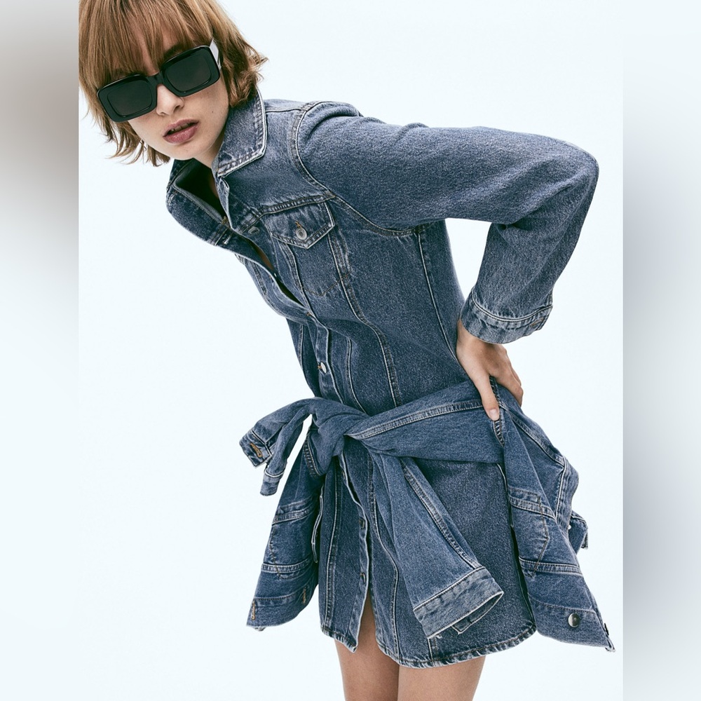 H&M cotton denim dress , button down, never worn, size XL